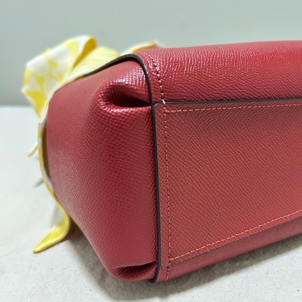 COACH Brooke Crossgrain Leather Carryall Satchel in Dark Red w/Silk Coach Twilly - Picture 11 of 13